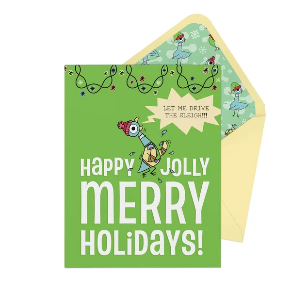 The Pigeon Happy Jolly Merry Holidays! Greeting Card poster